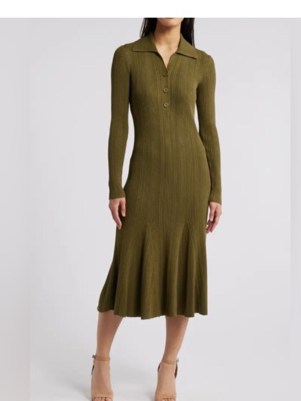 Julia Jordan Variegated Rib Long Sleeve Midi Sweater Dress stretch sz M